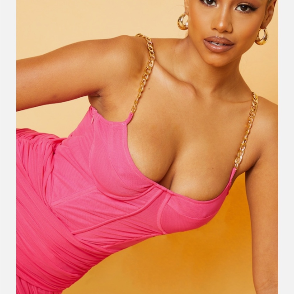 Shein Hot Pink Gold Strap Mini Dress